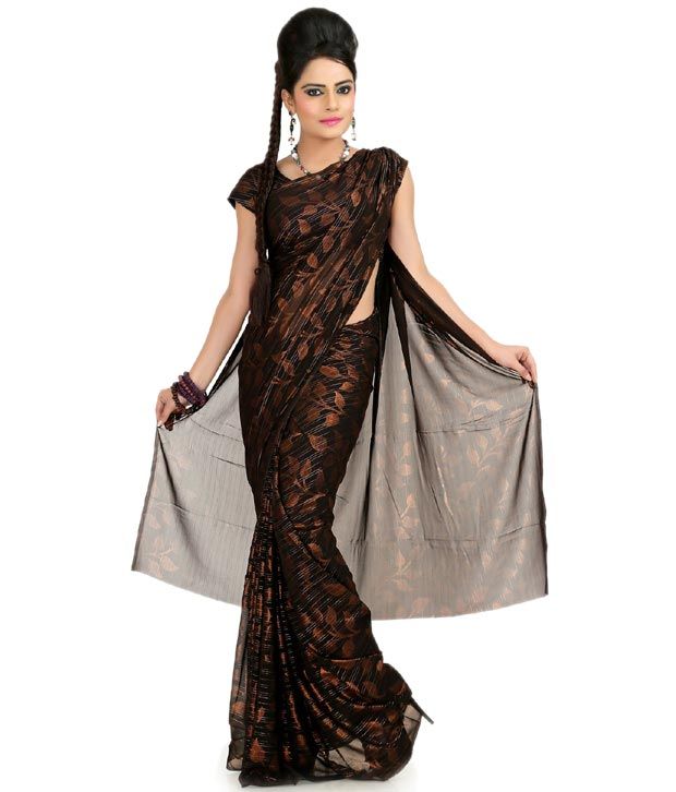 black saree frock