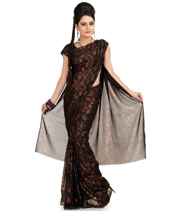 Designer Sarees Black Chiffon Saree Buy Designer Sarees Black Chiffon 