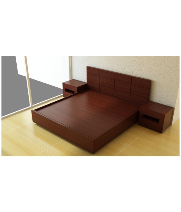 Perfetto King Size Bed Mahogany Finish in Teak Wood with Storage - Buy Perfetto King Size Bed ...