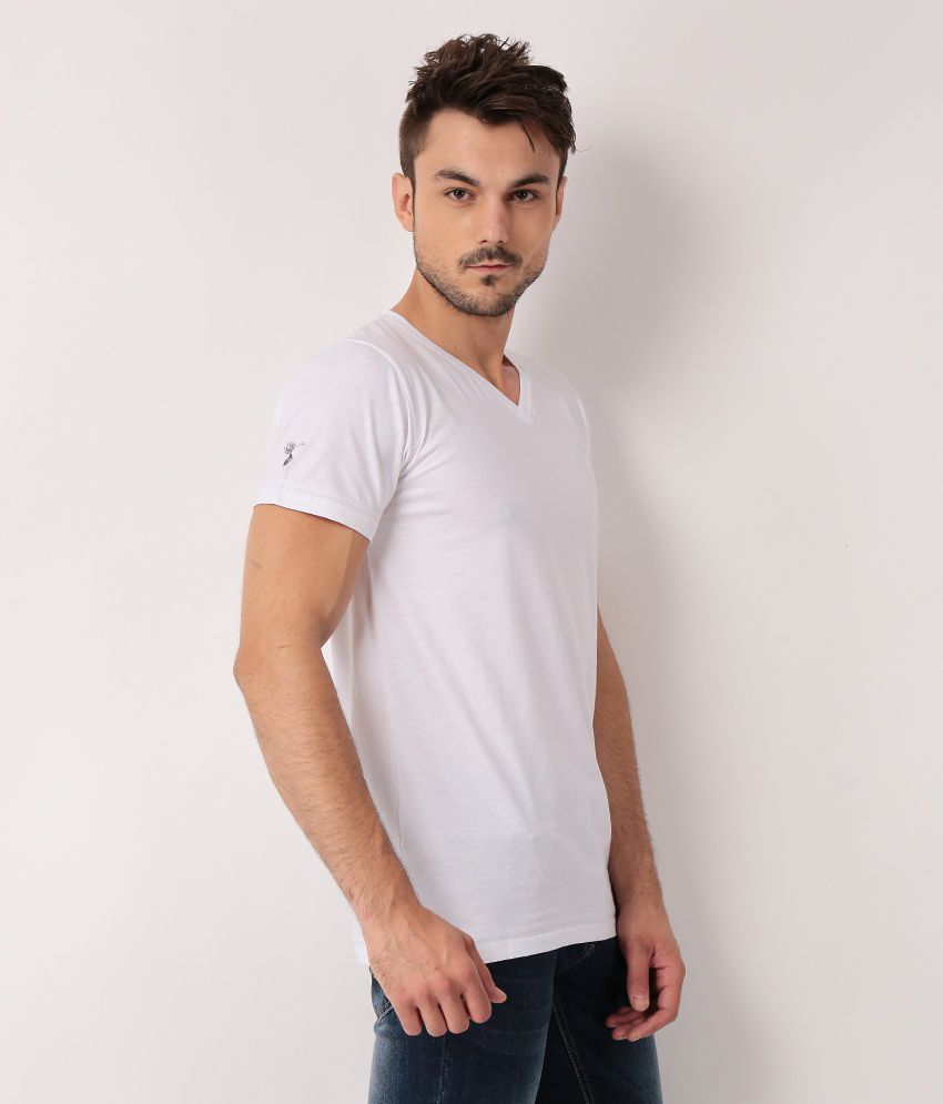 TrueDesign White Half Cotton V-Neck T-Shirt - Buy TrueDesign White Half ...