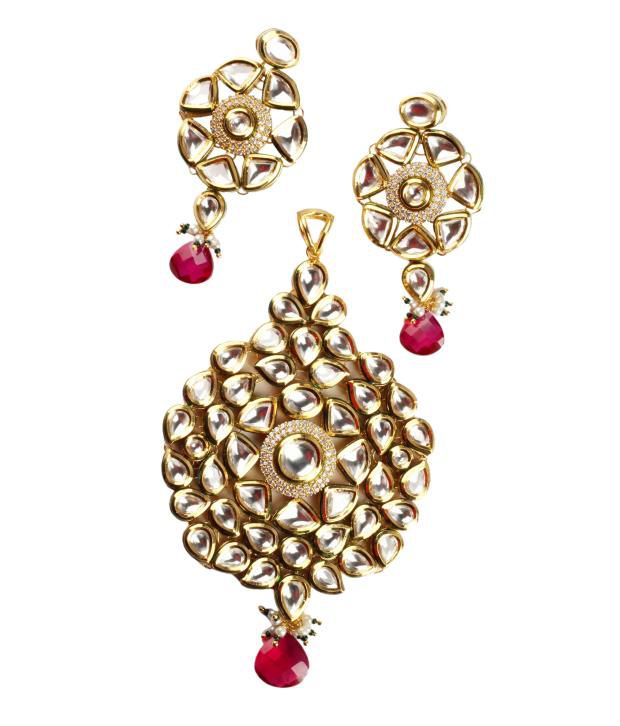 Jewellers Point Kundan Meena Pendant 