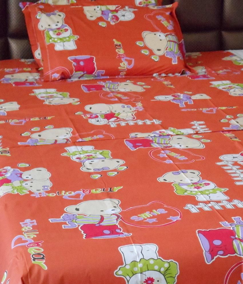 Snuggle Cute Cartoon Radium Print Single Bed Sheet Buy Snuggle Cute