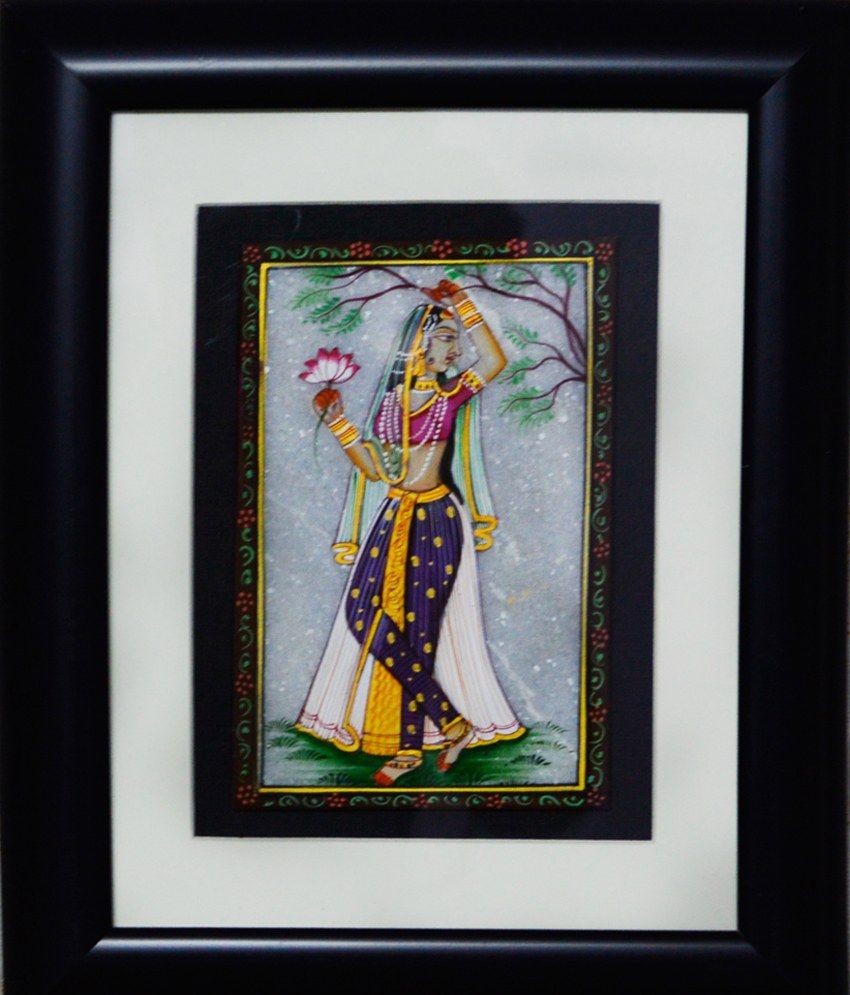 eCraftIndia Ragini with Lotus Marble Painting (Wooden Framed) Buy