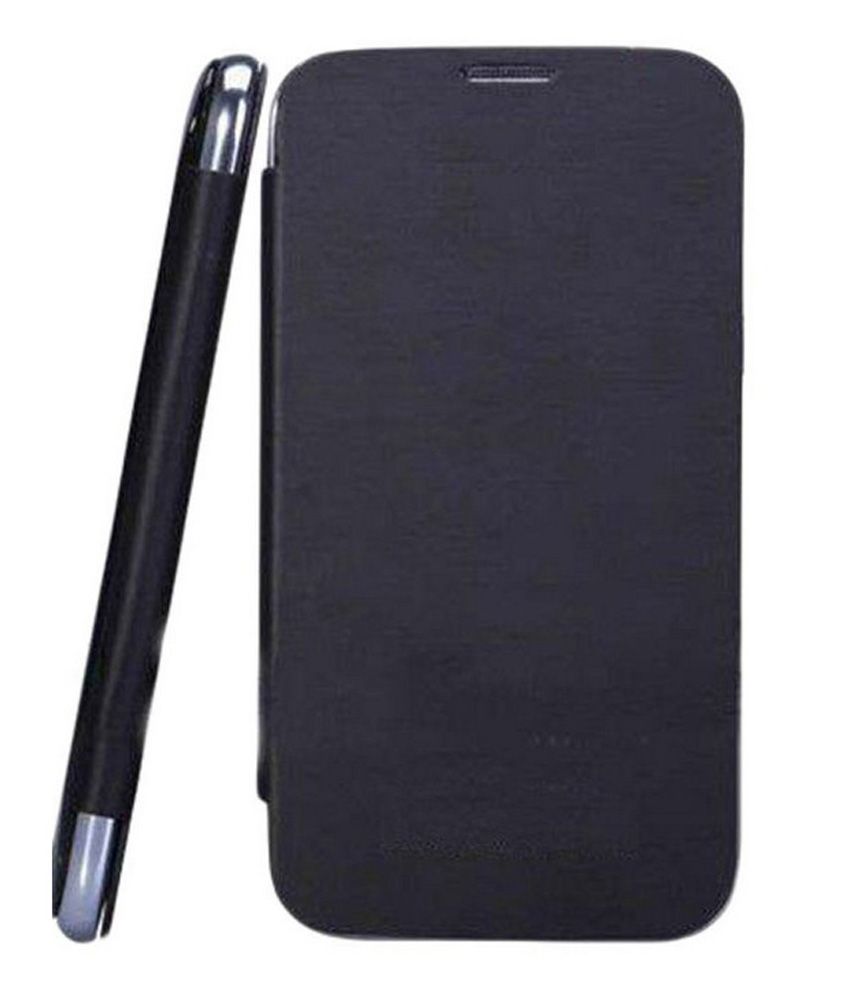 Esstain Premium Leather Flip Cover Case For Micromax Canvas Elenza 2A121 Black Flip Covers