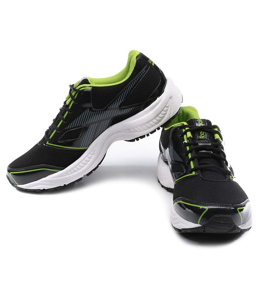 reebok black and green sport shoes
