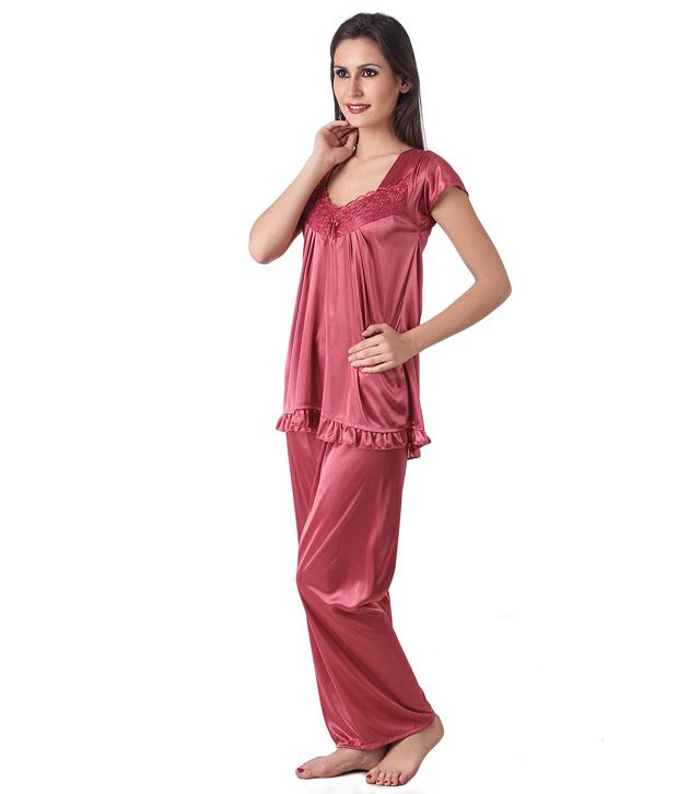 Buy Masha Pink Satin Nightsuit Sets Online at Best Prices in India ...