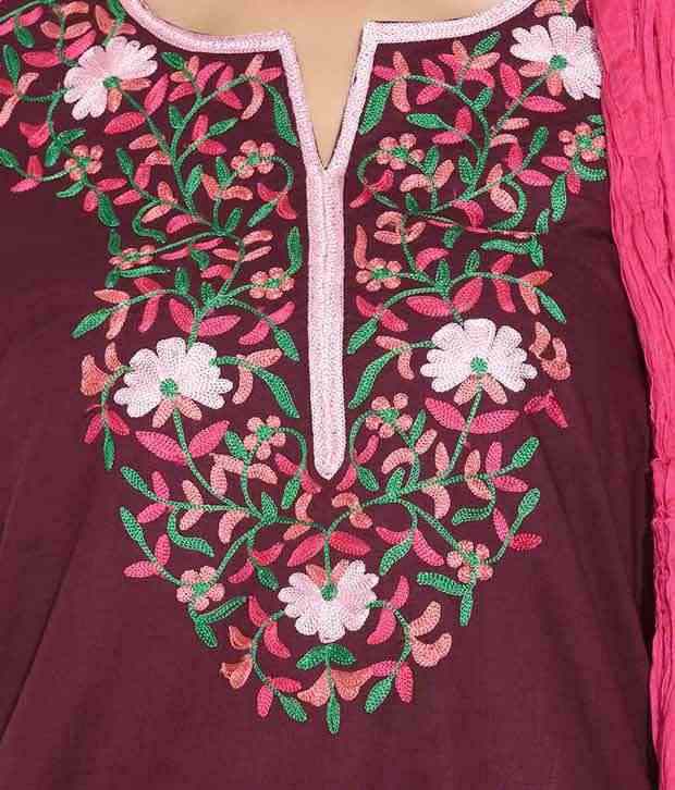 Amari Purple Embroidered Cotton Stitched Regular Fit Salwar Suit - Buy ...