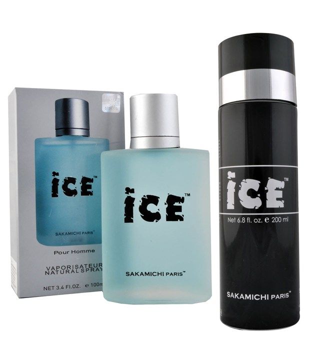 ICE combo of white perfume, Black deodorant for men 100ML + 200ML