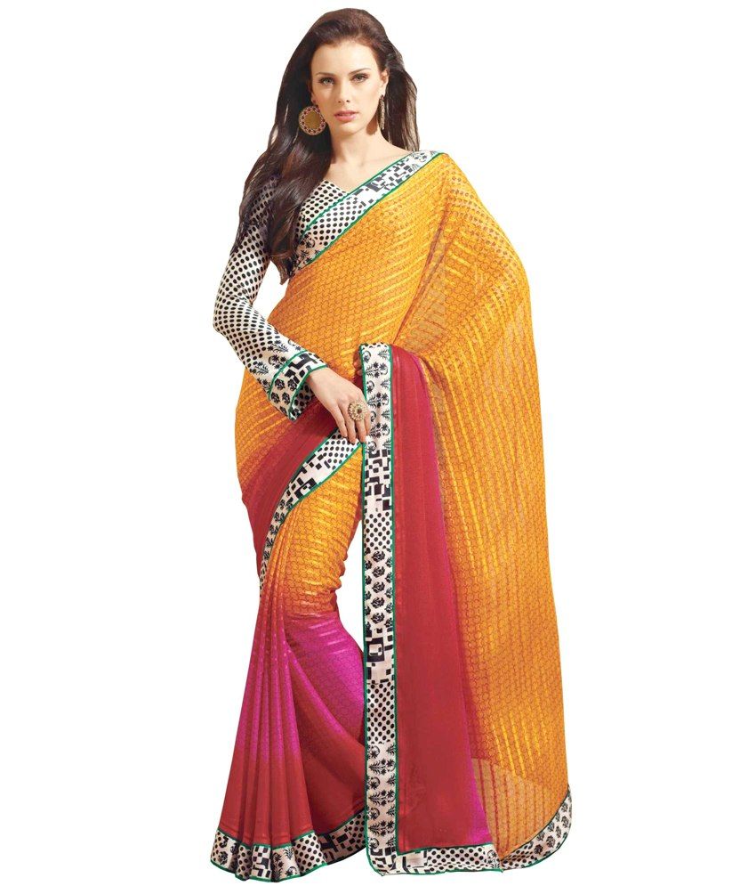 Sudarshan Silks Vipul Pearl Collection Saree - Orange - Buy Sudarshan 