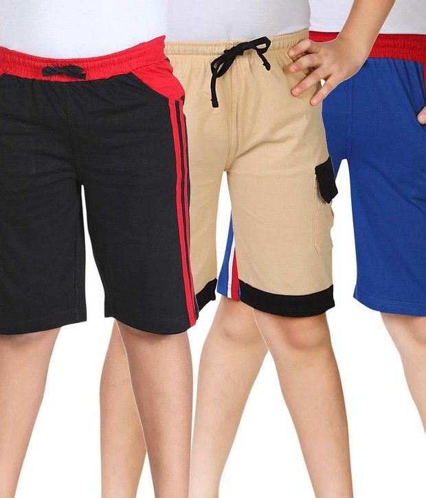     			Dongli Boys 2 Pcs Combo Jersey Knee Shorts Beige, Black