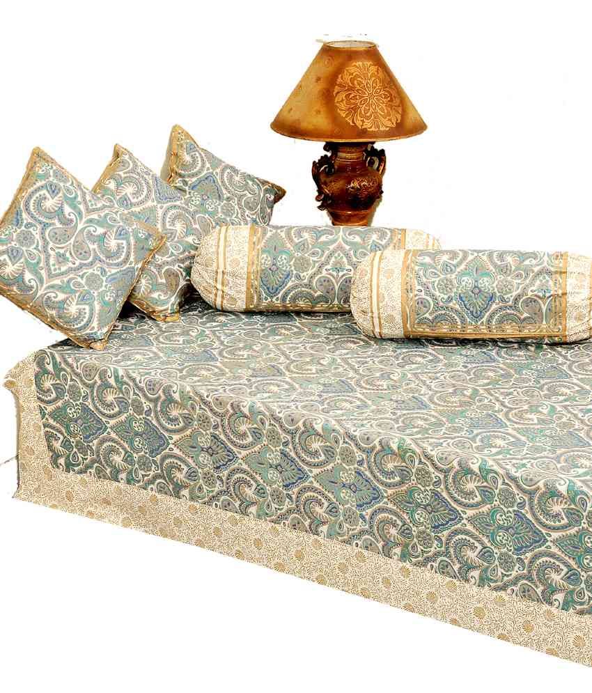 Heritage Blue Traditional Cotton Diwan Set Harmony 6 Pcs Buy