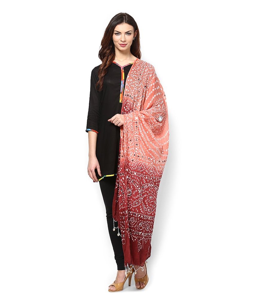 Rajasthani Sarees Brown Cotton Bandhani Dupatta Price in India Buy