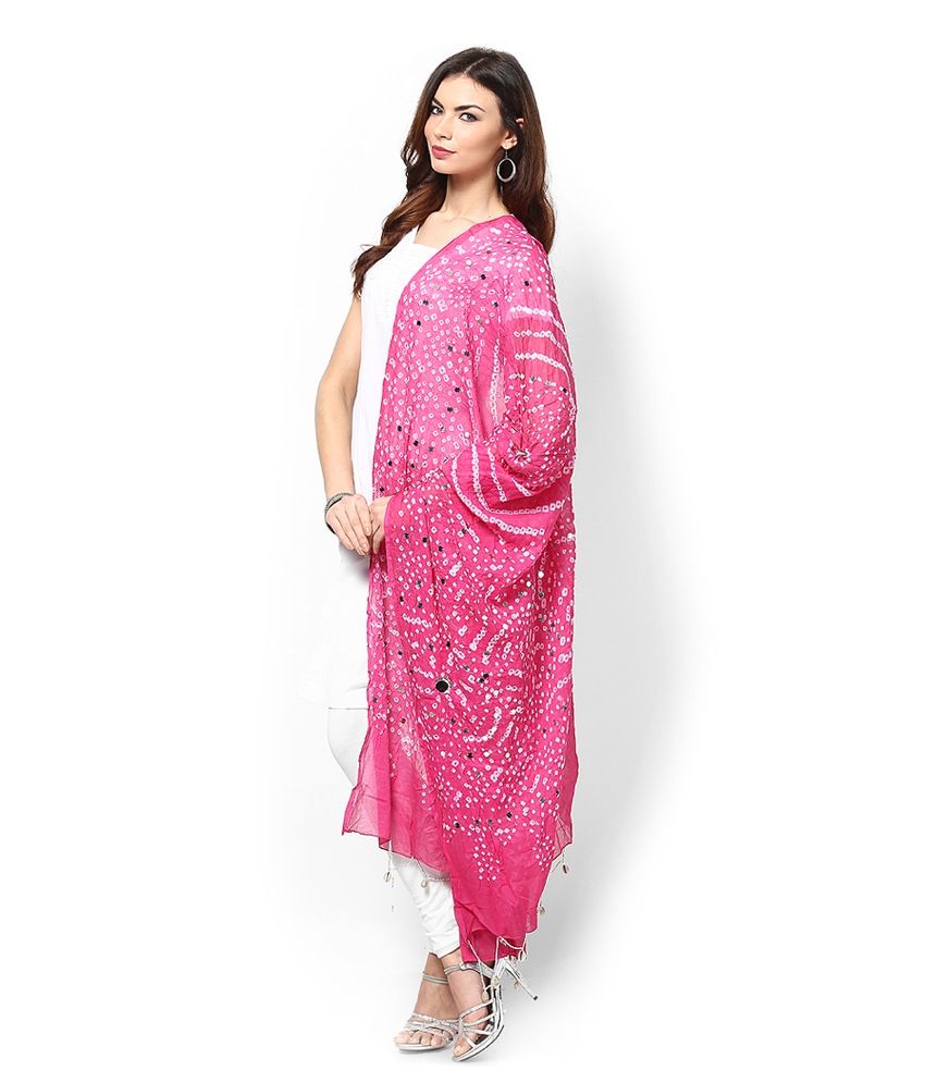 Rajasthani Sarees Pink Cotton Bandhani Dupatta Price in India Buy