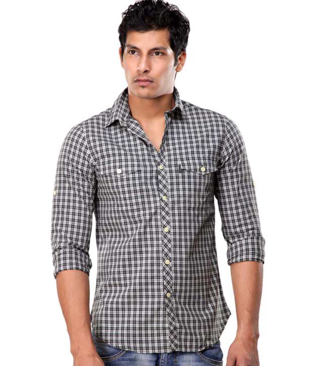 Scullers Black Checkered Shirt - Buy Scullers Black Checkered Shirt ...