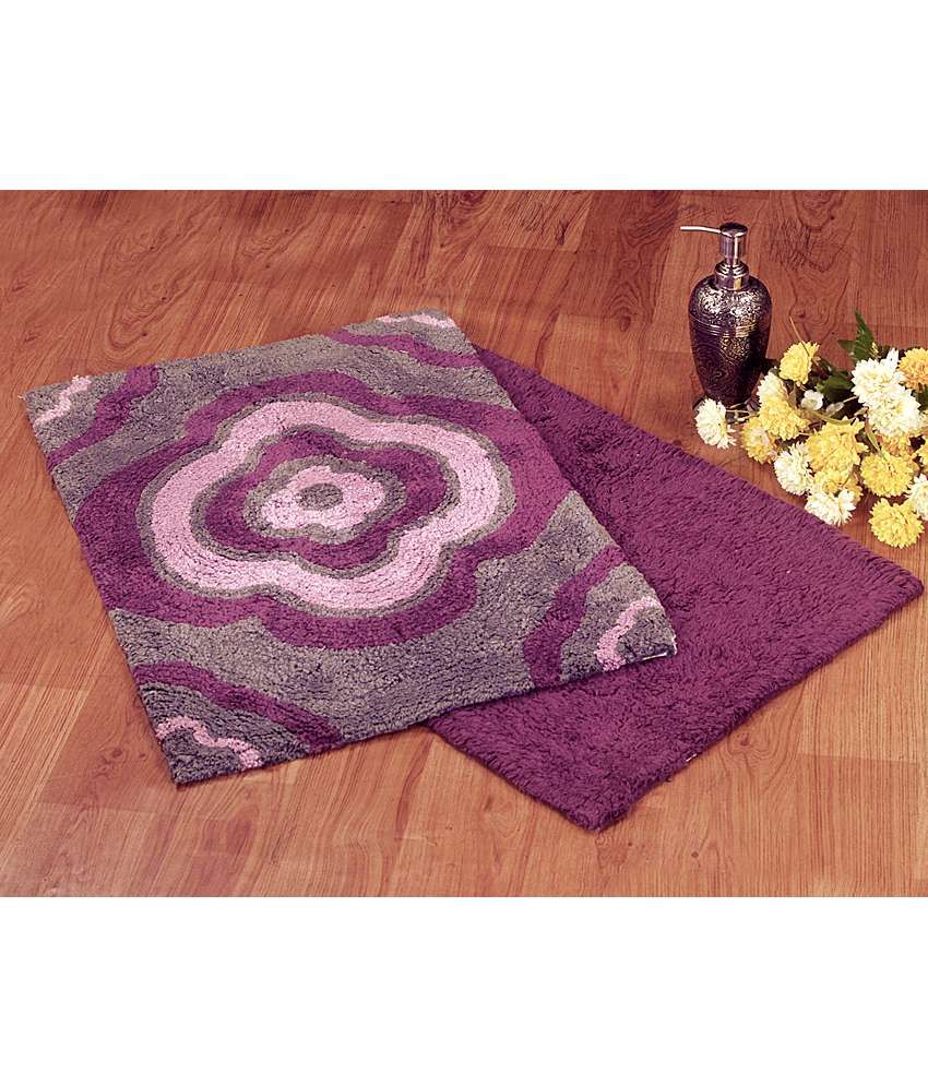 BIANCA Set of 2 Cotton Bath Mats Purple Buy BIANCA Set of 2 Cotton