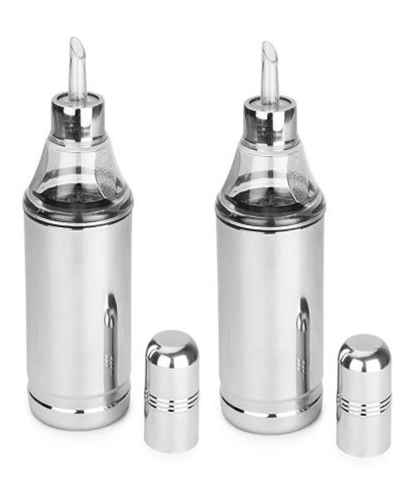     			Mosaic Silver Stainless Steel Set Of 2 Oil Dispensers (1000 ML and 500 ML)