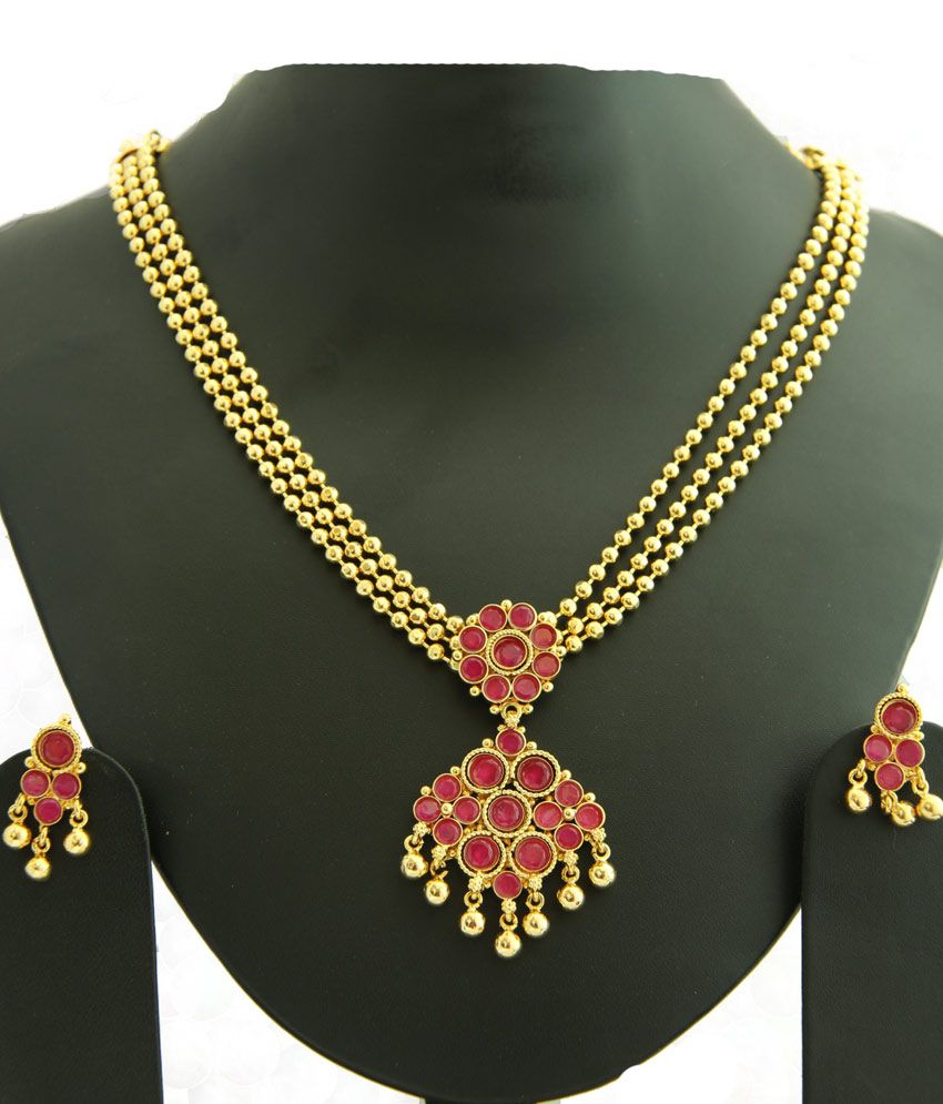 Buy Jewelsmart Temple Kempu Red \u0026 Green 