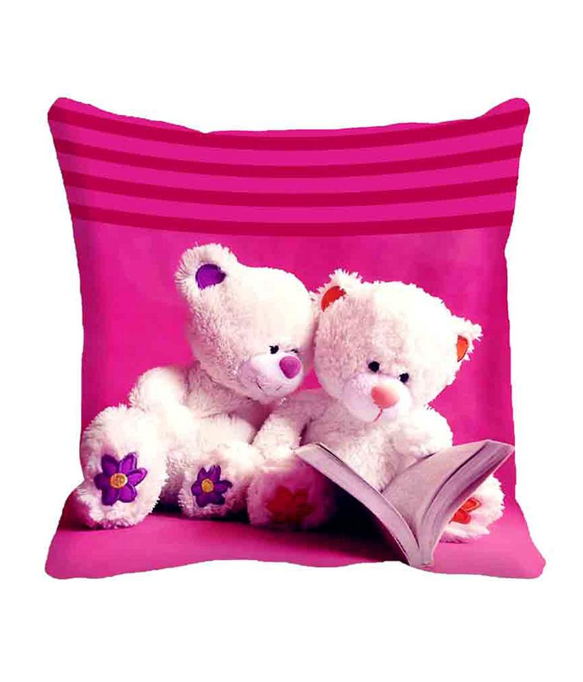     			Mesleep Pink & White Contemporary Satin Cushion Cover Friendship Day