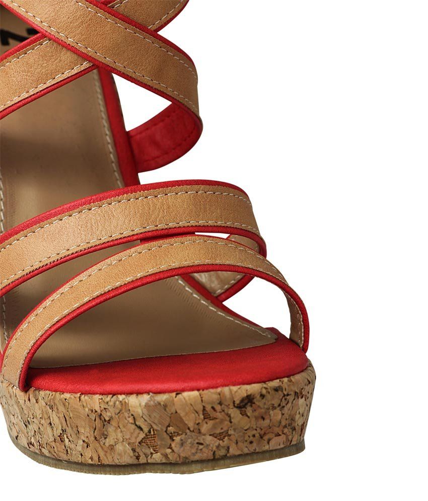 red wedges with ankle strap