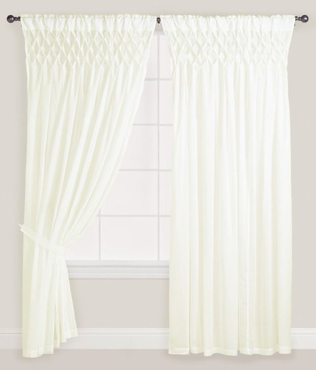 Jhj Set Of 2 Door Eyelet Curtains Solid White Buy Jhj Set Of 2