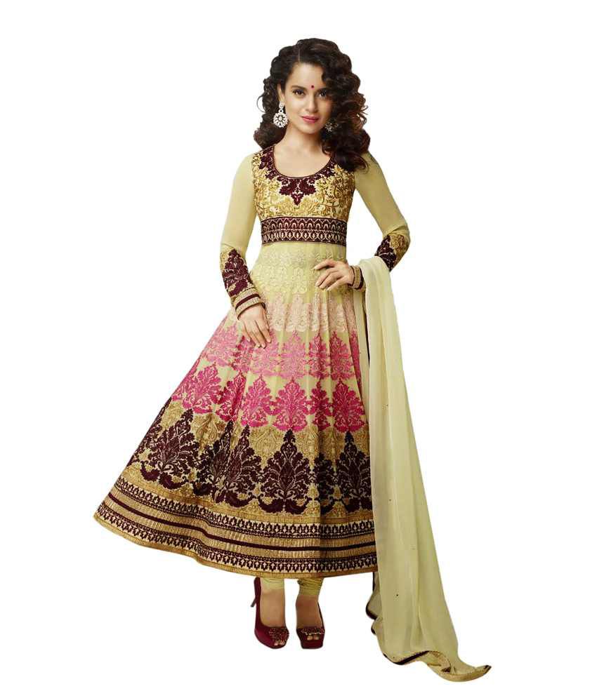 Khazana Bazaar Multicoloured Georgette Anarkali Unstitched Dress ...