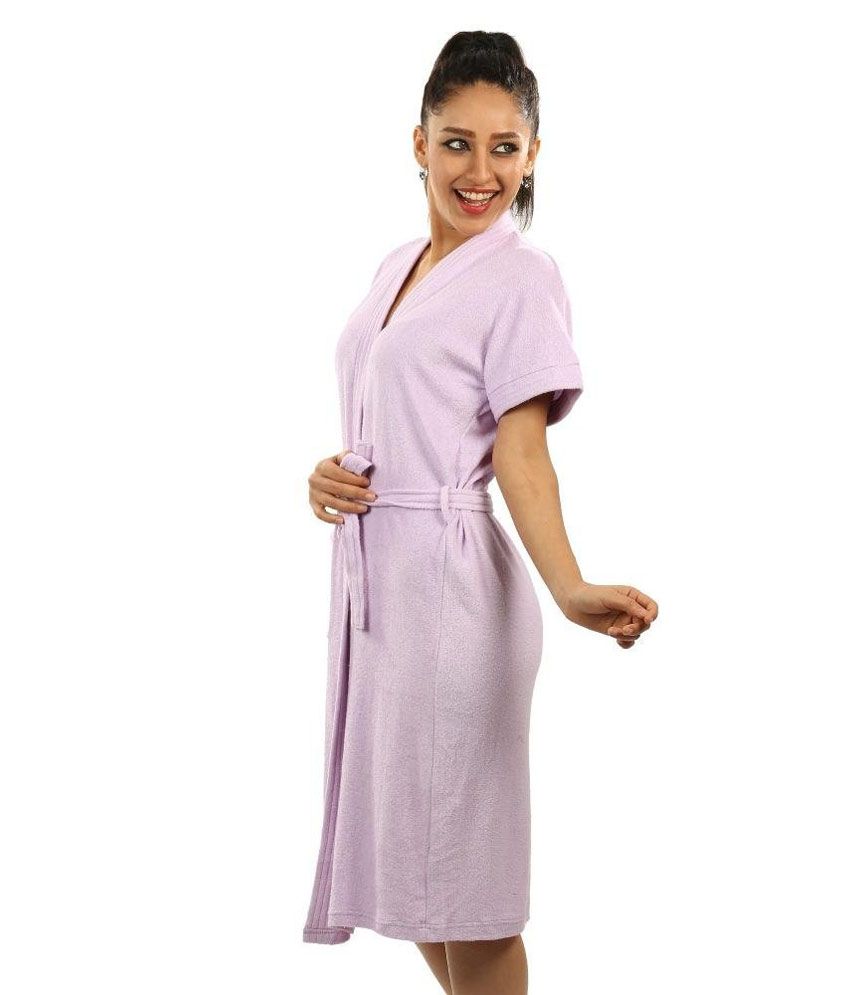 Buy Superior Terry Towel Bathrobe Lavender Online at Best Prices in