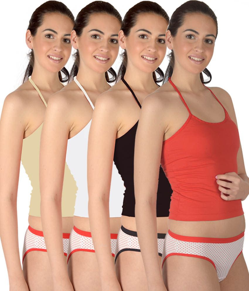     			Selfcare Multi Color  Camisoles Pack of 4