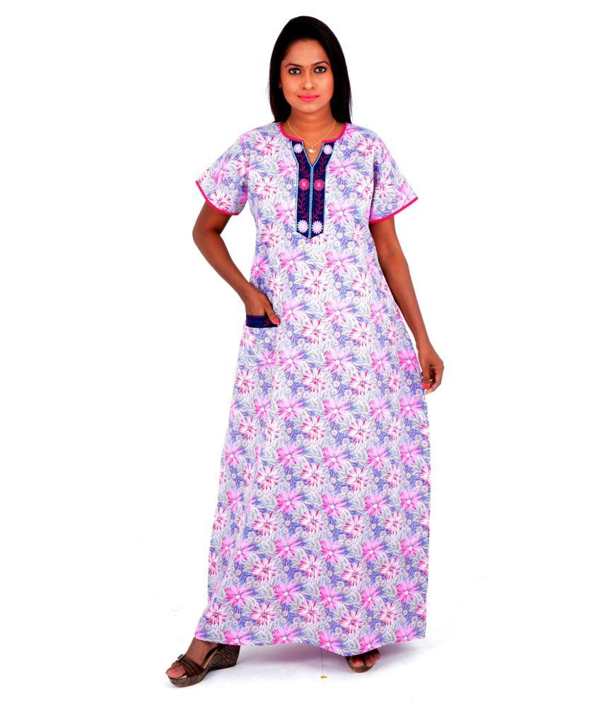 Buy Pommys Pink Cotton Nighty Online at Best Prices in India - Snapdeal