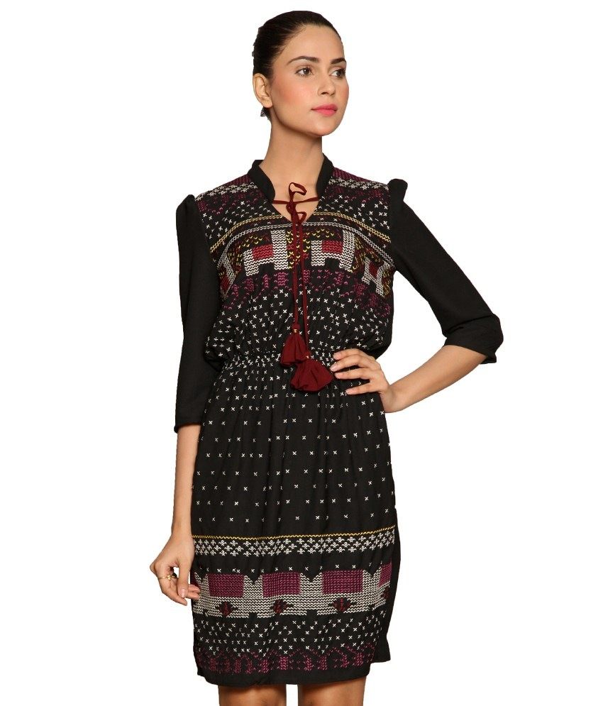 Label Ritu Kumar Black Casual Georgette Medium Dresses - Buy Label Ritu Kumar Black Casual