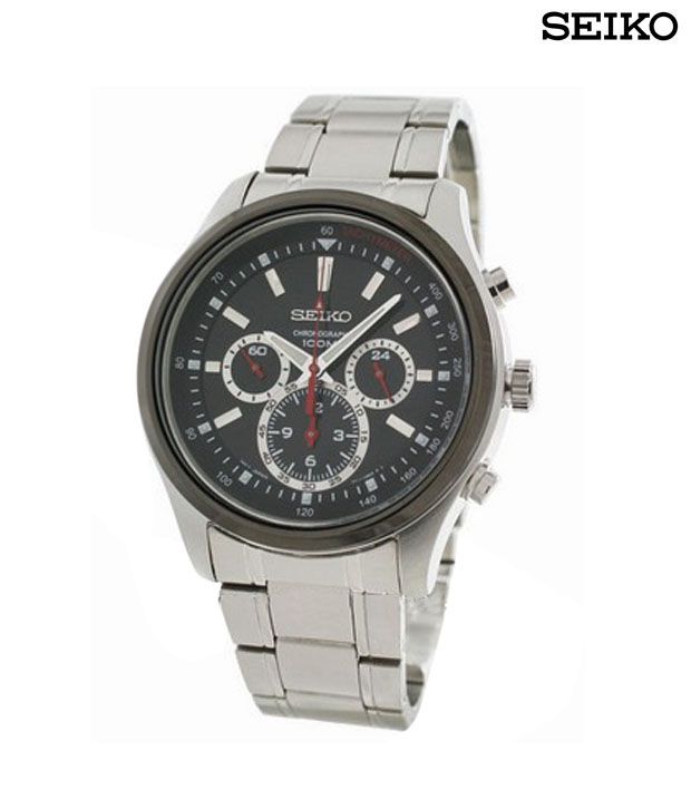 Seiko Exclusive Silver & Black Tachymeter Watch - Buy Seiko Exclusive ...