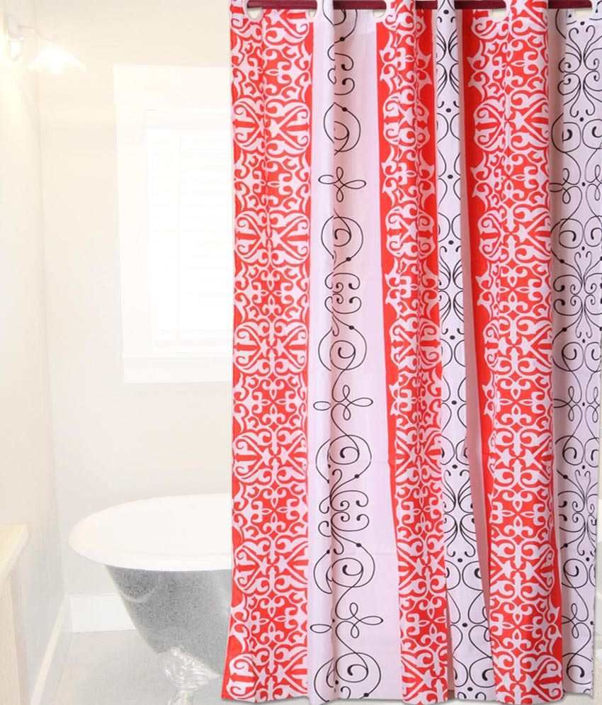 Skap Red And White Polyester Hookless Shower Curtain Buy Skap Red And White Polyester Hookless Shower Curtain Online At Low Price Snapdeal