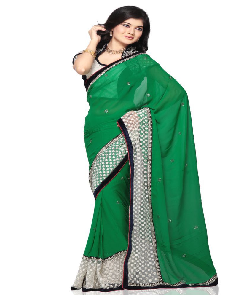 Amyra By Odhni Green Color Georgette Saree Buy Amyra By Odhni Green