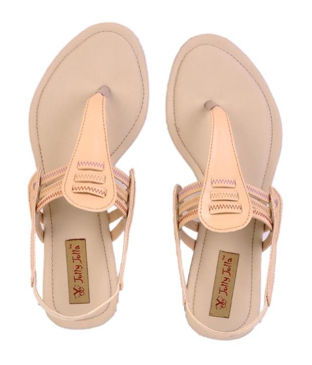 Jolly Jolla Beige Flat Sandals Price in India- Buy Jolly Jolla Beige Flat Sandals Online at Snapdeal