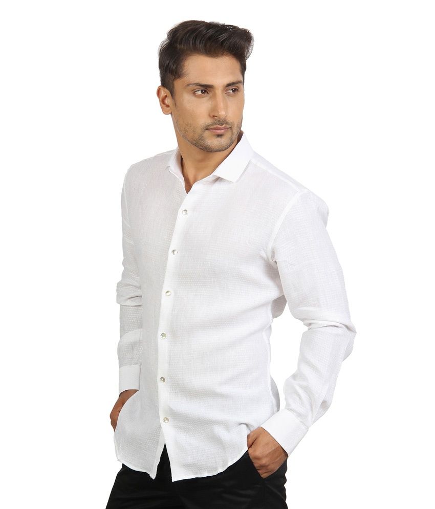 Mayank Modi White Linen Shirt - Buy Mayank Modi White Linen Shirt ...