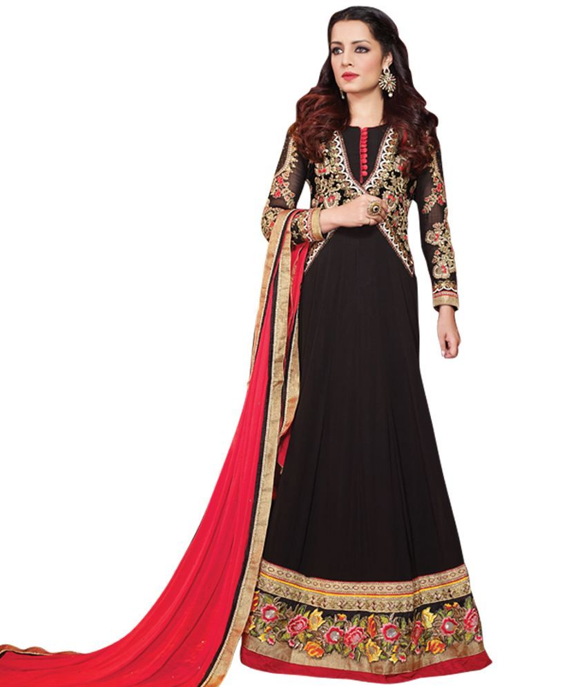 georgette black anarkali dress