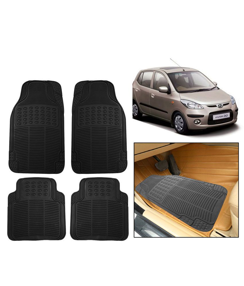 Vheelocityin Black Premium Rubber Car Foot Mat / Floor Mat For Hyundai