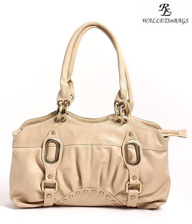 beige studded bag