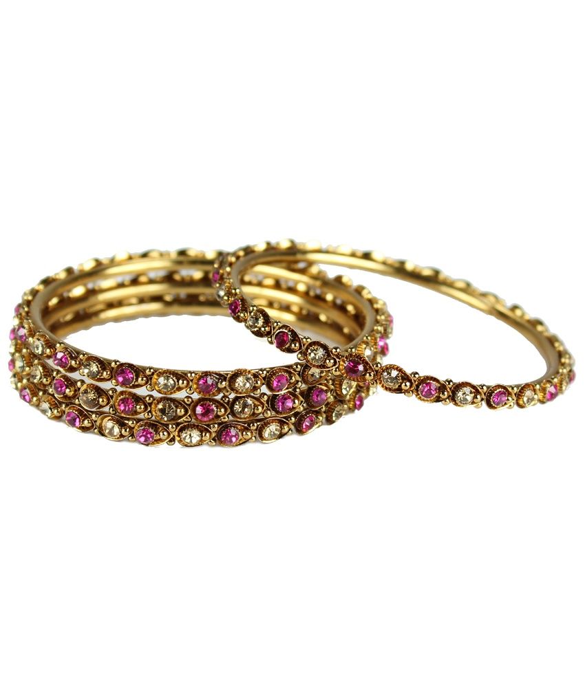 IBS Golden Artificial Bangles Jewellery(Purple stones studded) Buy IBS