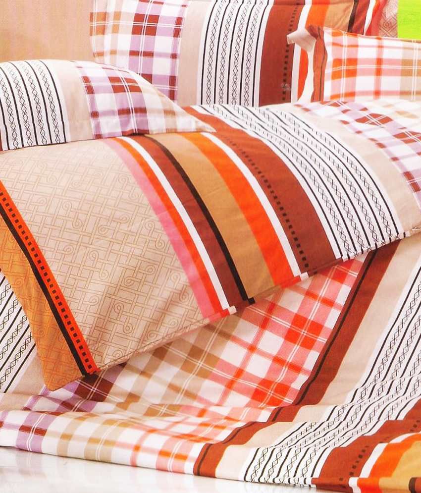 Just Linen Set Of 6 Abstract Printed Cotton King Size Bed In A Bag