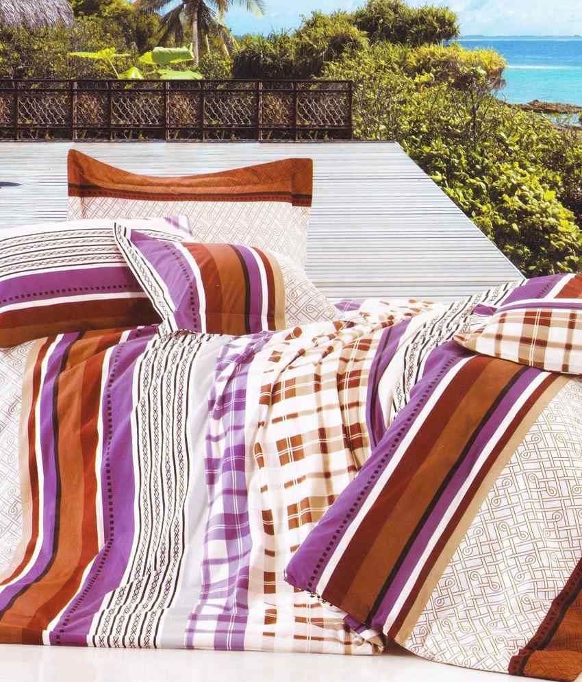 Just Linen Set Of 6 Abstract Printed Cotton King Size Bed In A Bag