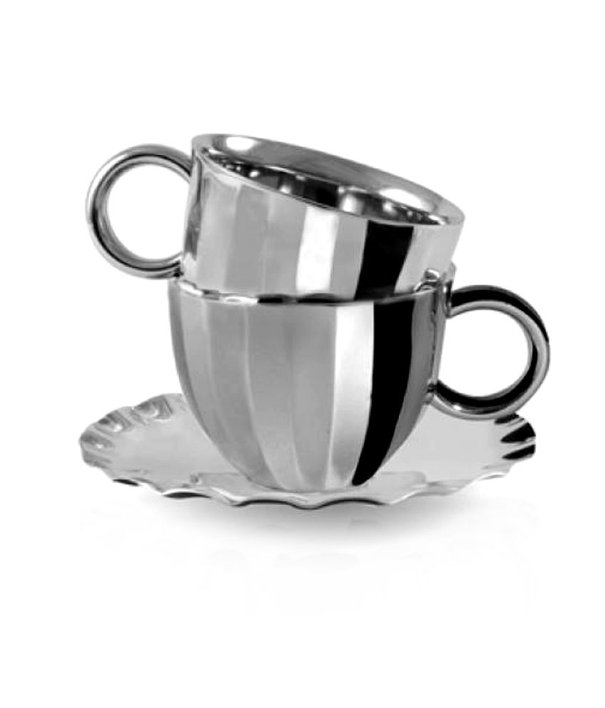 Arttdinox Dome Stainless Steel Cup & Saucer Set 2 Pcs Buy Online at