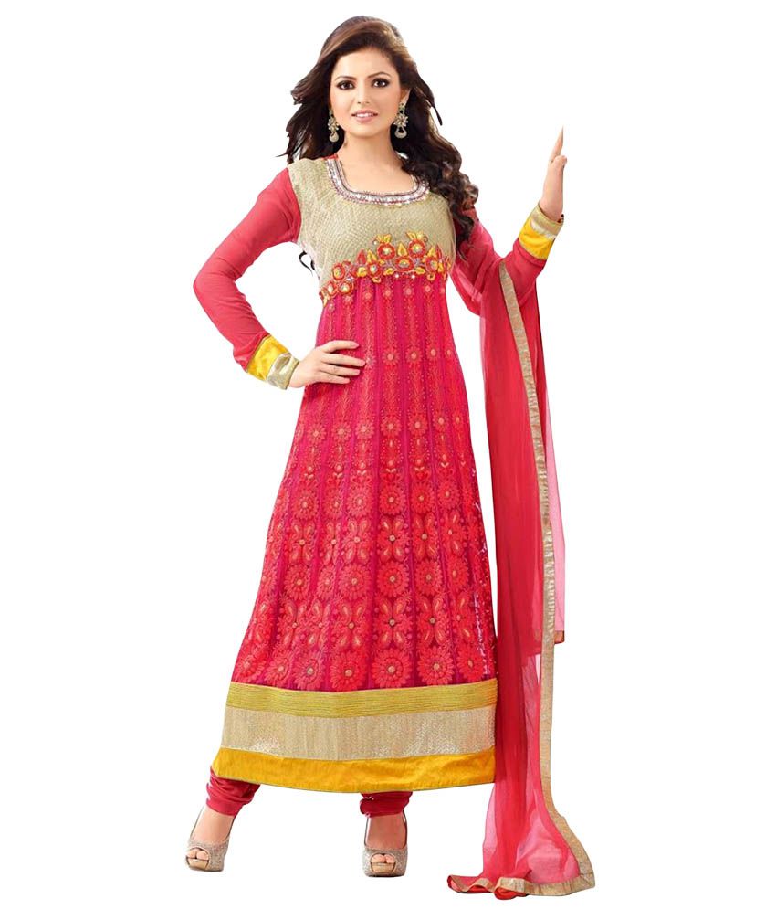 LT 48 Madhubala Pink Georgette Unstitched Dress Material - Buy LT 48 ...