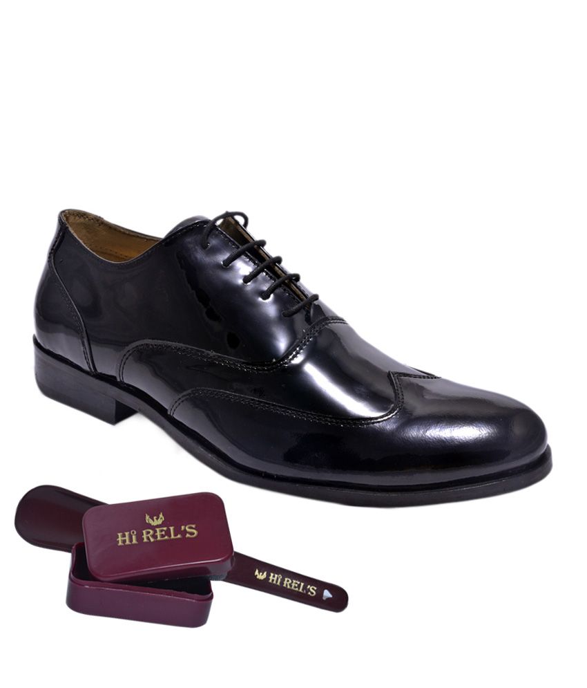 black patent t bar brogues