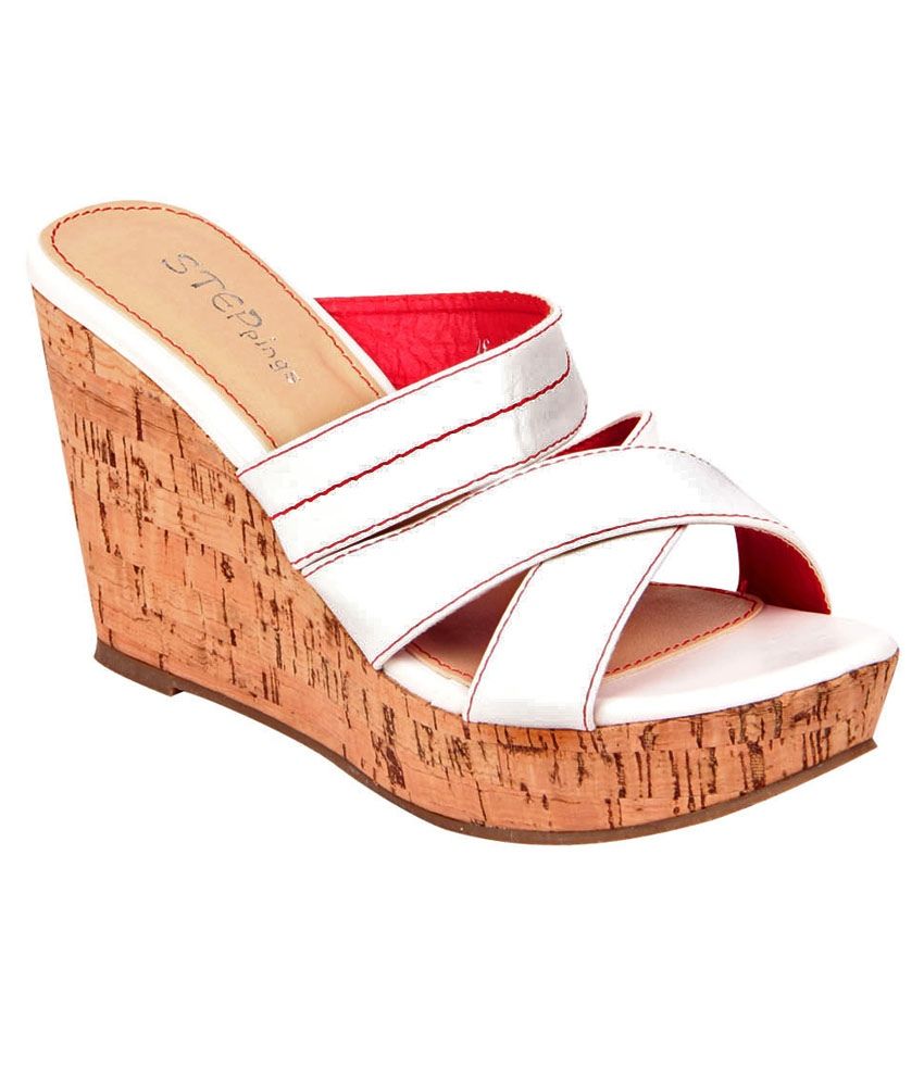 shoe zone white wedges