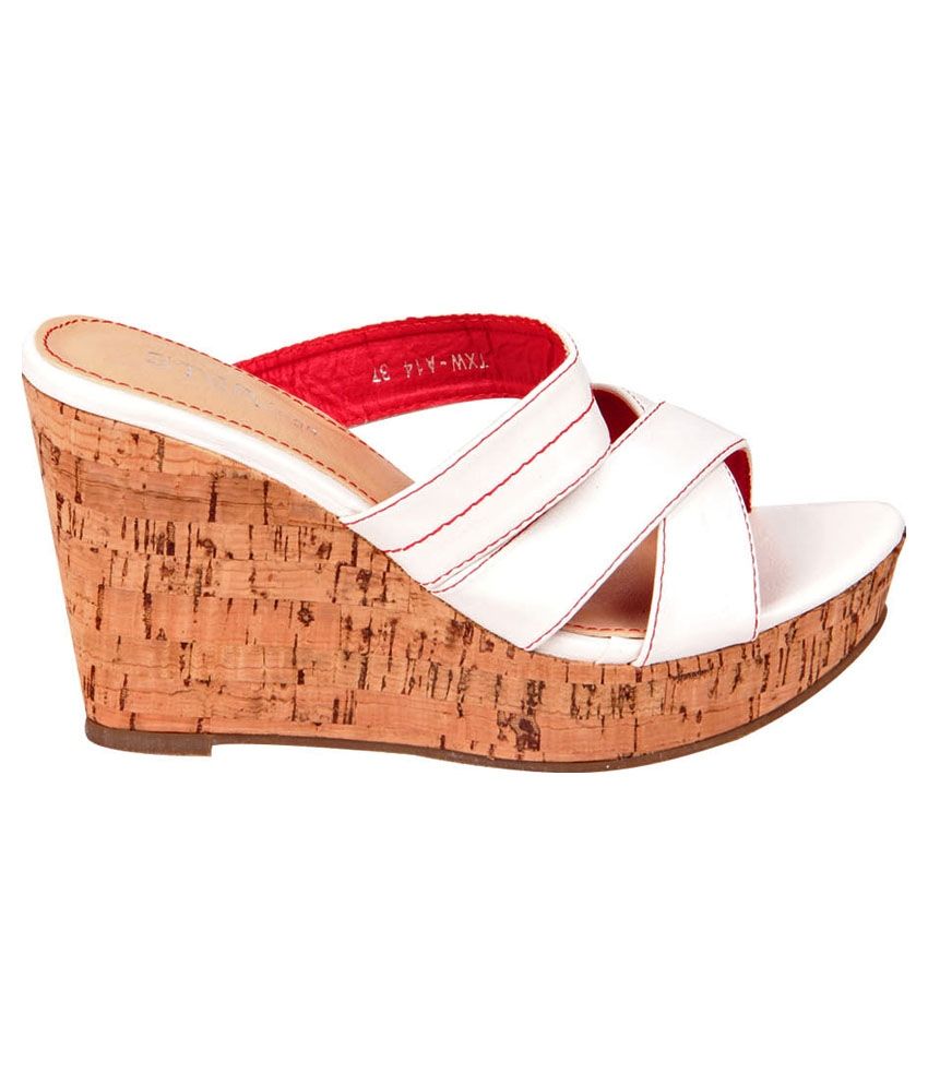 shoe zone white wedges