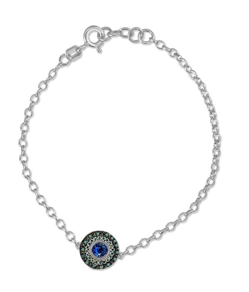 925 Silver Evil Eye Chain Diamond Bracelet By Satyug 925 Silver Evil Eye Chain Diamond Bracelet By Satyug Jewellery