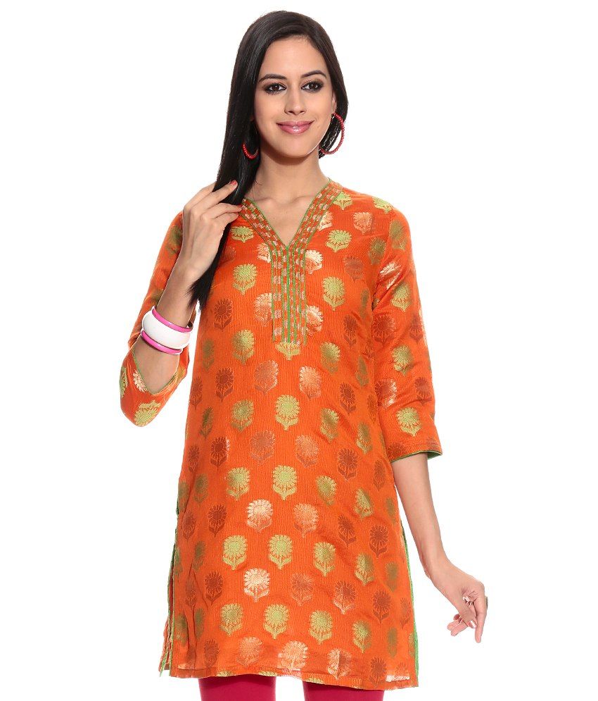 Biba Orange Cotton Kurti Price in India - Buy Biba Orange Cotton Kurti ...