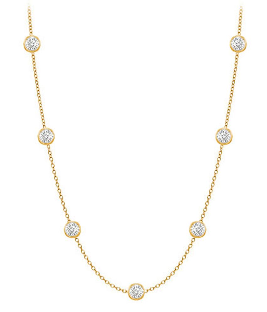 Diamonds By The Yard Necklace in 14K Yellow Gold Bezel Set 0.25 ct.tw ...