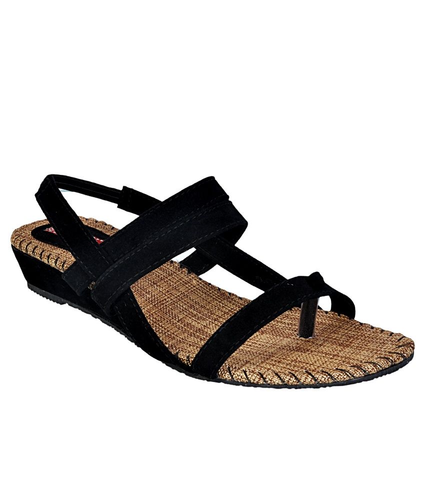 Fashion Pulse Black Wedges Sandals 