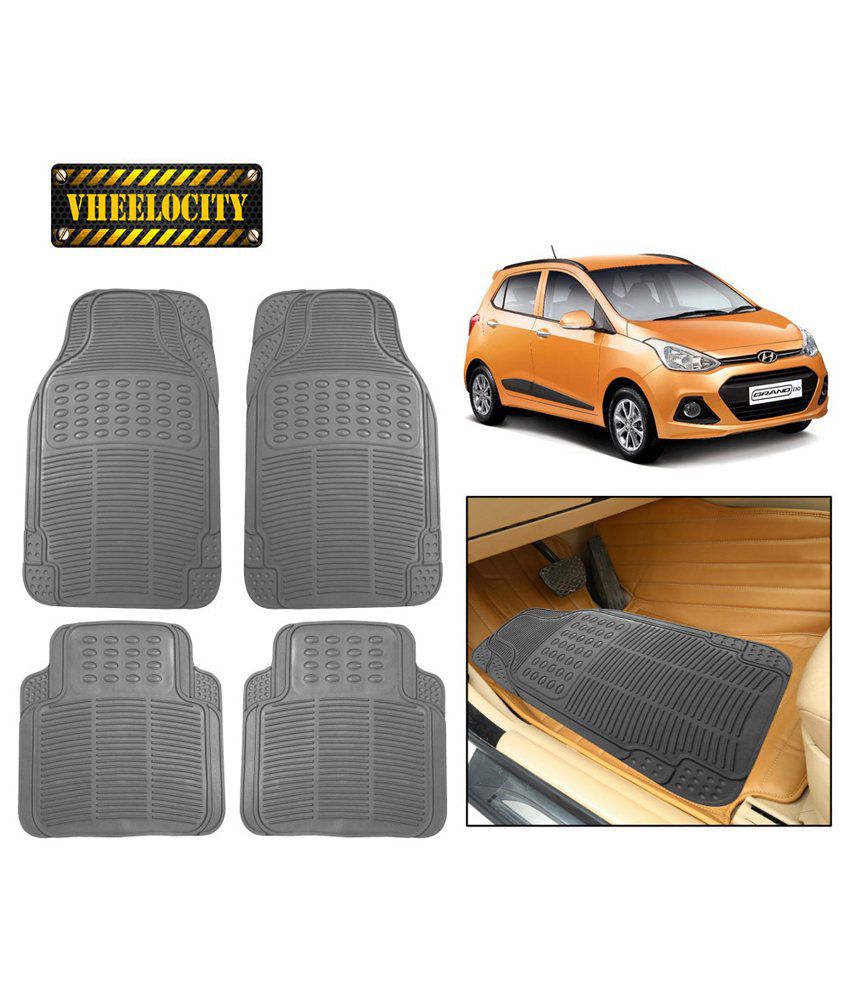 Vheelocityin Grey Premium Rubber Car Foot Mat / Floor Mat For Hyundai